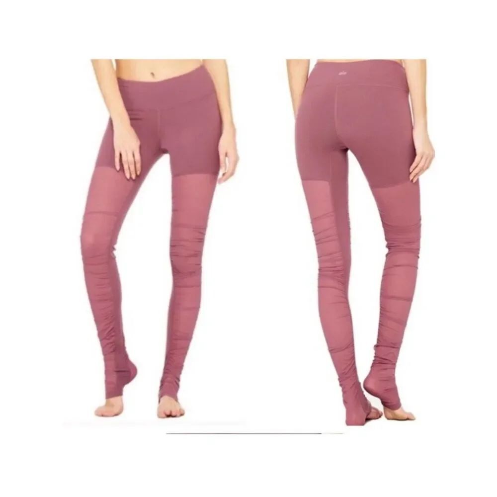 Alo Yoga Women's Goddess Mesh Leggings in Mauve Pink Size Medium